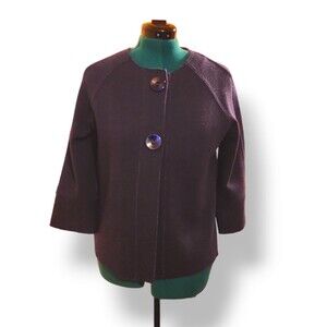 Revue 100% wool Purple 2 button Grandma Core cardigan 3/4 sleeve women L